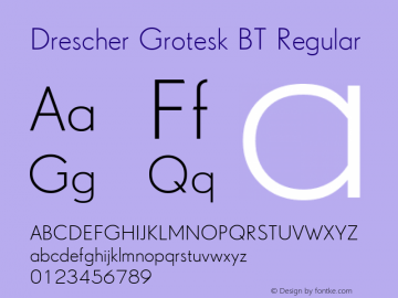 Drescher Grotesk BT Regular Version 1.01 emb4-OT;com.myfonts.easy.bitstream.drescher-grotesk-bt.light.wfkit2.version.2fEt图片样张