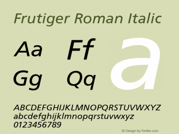 Frutiger Roman Italic 1.000; 09-29-93图片样张
