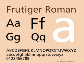 Frutiger Roman Version 001.000 Font Sample