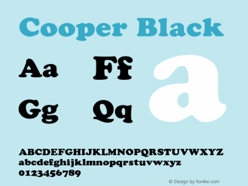 Cooper Black 1.000 Font Sample