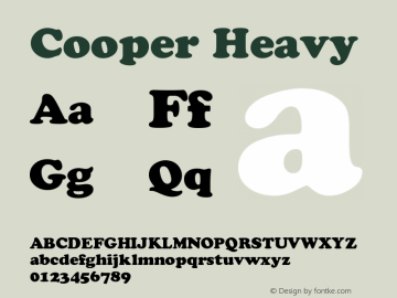 Cooper Heavy Version 001.000 Font Sample