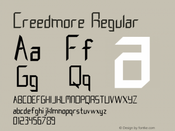 Creedmore Regular Altsys Fontographer 3.5  5/16/92 Font Sample