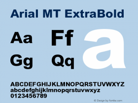 Arial MT ExtraBold Version 001.003 Font Sample