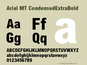 Arial MT CondensedExtraBold Version 001.003 Font Sample