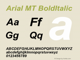 Arial MT BoldItalic Version 001.003 Font Sample