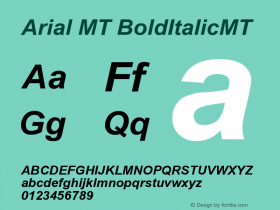 Arial MT BoldItalicMT Version 001.001 Font Sample