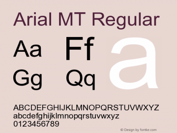 Arial MT Regular Version 001.001 Font Sample