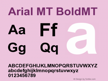 Arial MT BoldMT Version 001.001 Font Sample