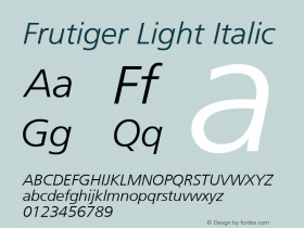 Frutiger Light Italic Version 001.001图片样张