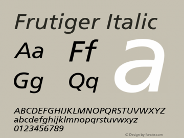 Frutiger Italic Version 001.001 Font Sample