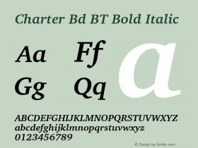 Charter Bd BT Bold Italic mfgpctt-v4.4 Nov 27 1998 Font Sample