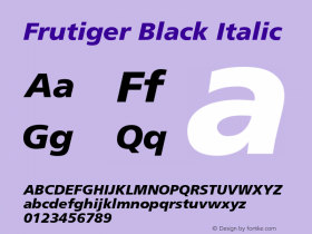 Frutiger Black Italic Version 001.001 Font Sample