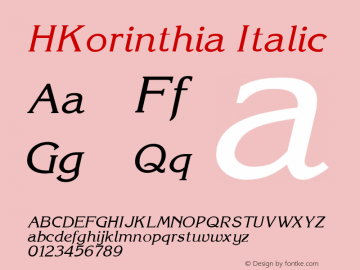 HKorinthia Italic 1.0 Fri Oct 30 13:30:43 1992图片样张