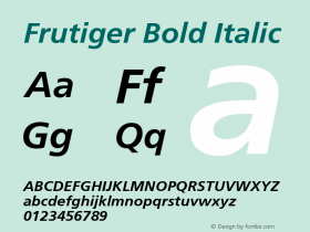 Frutiger Bold Italic Version 001.001 Font Sample