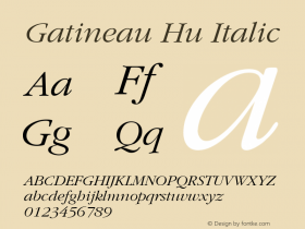 Gatineau Hu Italic 1.0 Wed Nov 18 08:27:23 1992 Font Sample