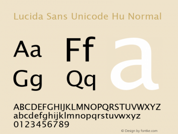 Lucida Sans Unicode Hu Normal Version 0.98 Font Sample