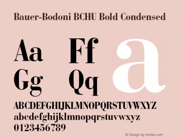 Bauer-Bodoni BCHU Bold Condensed 1.000图片样张