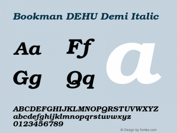 Bookman DEHU Demi Italic 1.000 Font Sample