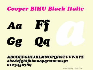 Cooper BlHU Black Italic 1.000 Font Sample