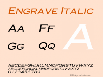 Engrave Italic 1.000 Font Sample