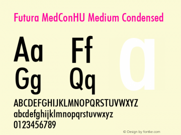 Futura MedConHU Medium Condensed 1.000 Font Sample