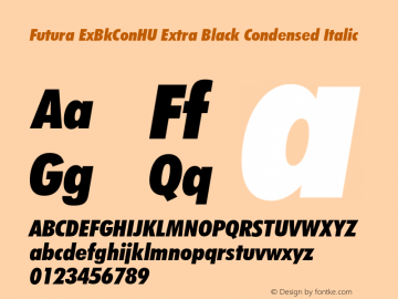 Futura ExBkConHU Extra Black Condensed Italic 1.000图片样张