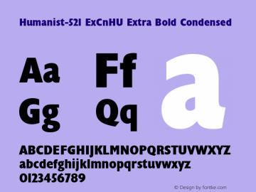 Humanist-521 ExCnHU Extra Bold Condensed 1.000 Font Sample