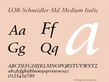 LOR-Schneidler Md Medium Italic 2.0 Sat Sep 18 12:23:57 1993 Font Sample