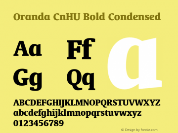 Oranda CnHU Bold Condensed 1.000 Font Sample