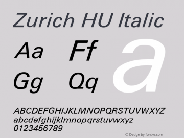 Zurich HU Italic 1.000图片样张