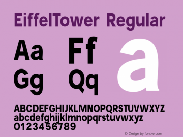 EiffelTower Regular Macromedia Fontographer 4.1.4 7/18/04 Font Sample