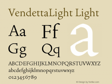 VendettaLight Light Version 001.000 Font Sample