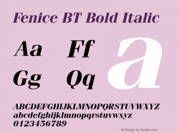 Fenice BT Bold Italic mfgpctt-v4.4 Dec 14 1998 Font Sample