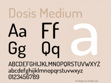 Dosis Medium Version 1.007 Font Sample