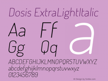 Dosis ExtraLightItalic Version 1.007图片样张