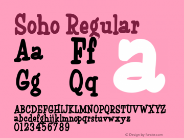 Soho Regular Macromedia Fontographer 4.1.4 11/18/04 Font Sample