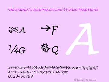 JournalItalicFractions ItalicFractions Version 001.000 Font Sample