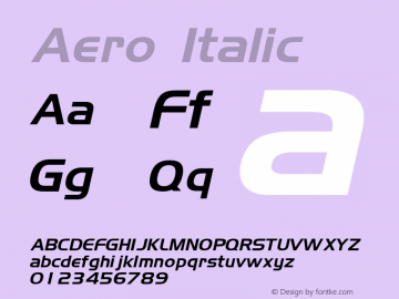 Aero Italic Rev. 003.000 Font Sample