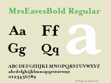 MrsEavesBold Regular Altsys Metamorphosis:8/11/98 Font Sample