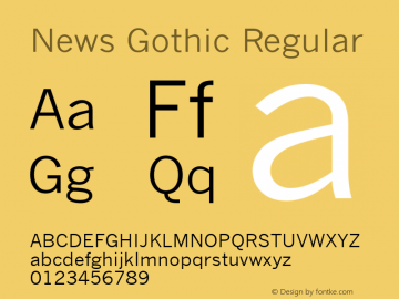 News Gothic Regular V.1.01: Lotus deliverable: October 10, 1994 Font Sample