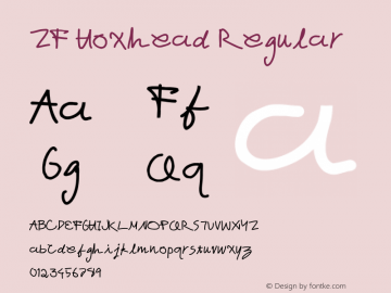 ZF Hoxhead Regular Version 1.50 - 05/02/2005 - All Programs Supported Font Sample
