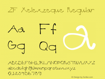 ZF Xelexzeque Regular Version 1.1 - 26/01/2005 - All Programs Supported Font Sample