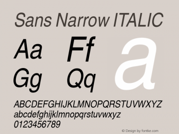 Sans Narrow ITALIC 001.000 Font Sample