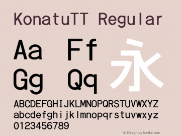 KonatuTT Regular 0.8 Font Sample