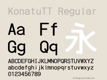 KonatuTT Regular 0.8 Font Sample