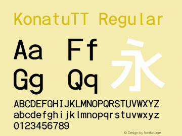 KonatuTT Regular 0.8 Font Sample