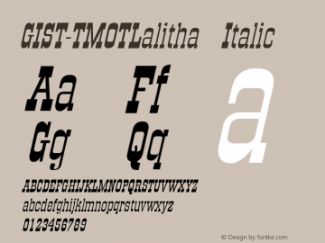 GIST-TMOTLalitha Italic 9.0 Font Sample