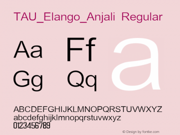 TAU_Elango_Anjali Regular Macromedia Fontographer 4.1 4/8/2002 Font Sample