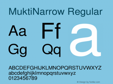 MuktiNarrow Regular Version 0.97 April 16, 2005 Font Sample