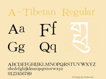 A-Tibetan Regular V1.0 Font Sample